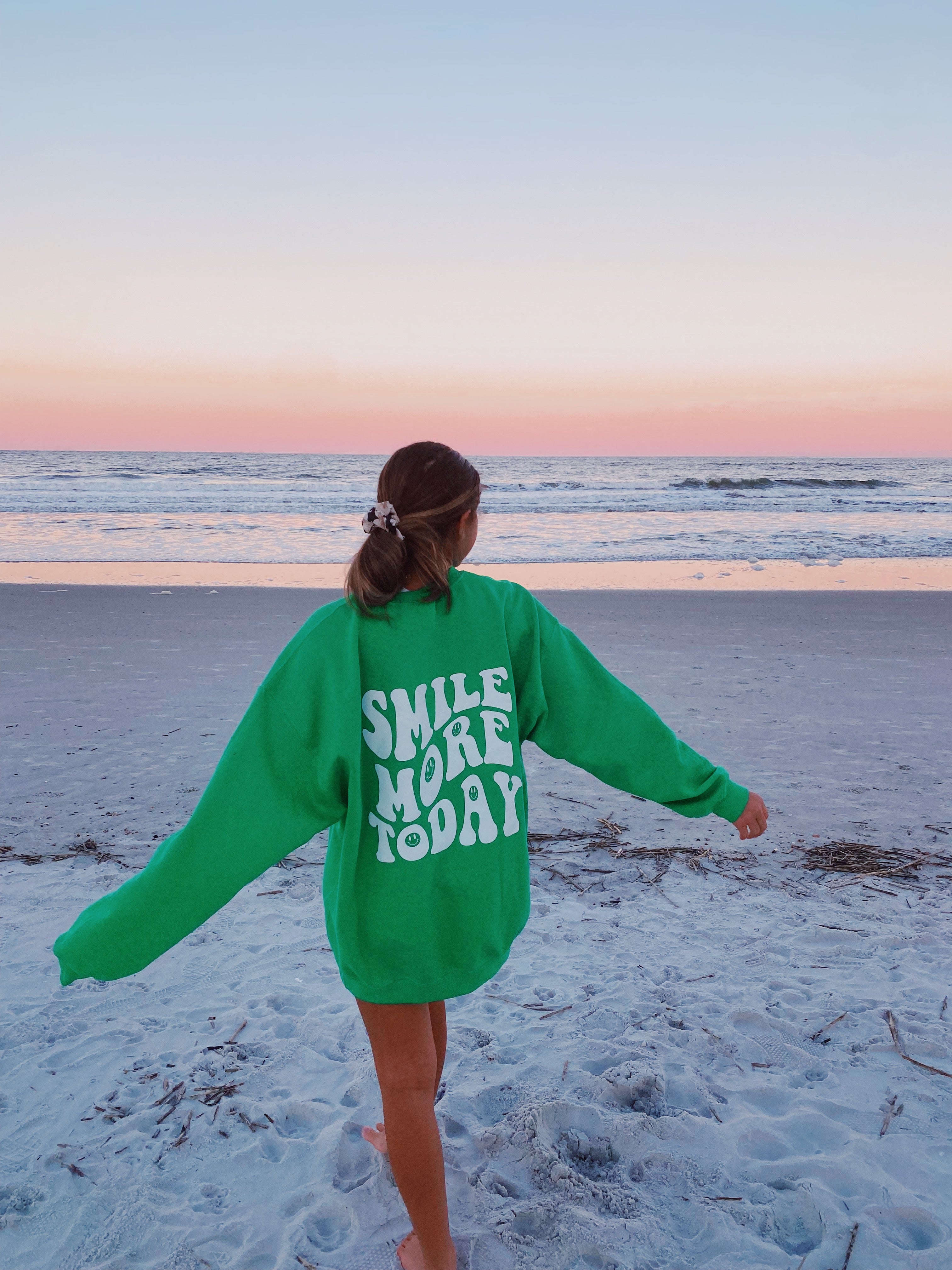 Green discount smile hoodie